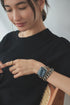 国産アップルレザー Apple Watch 3Wayバンド / ブラック チェーン 二重巻き着用イメージ