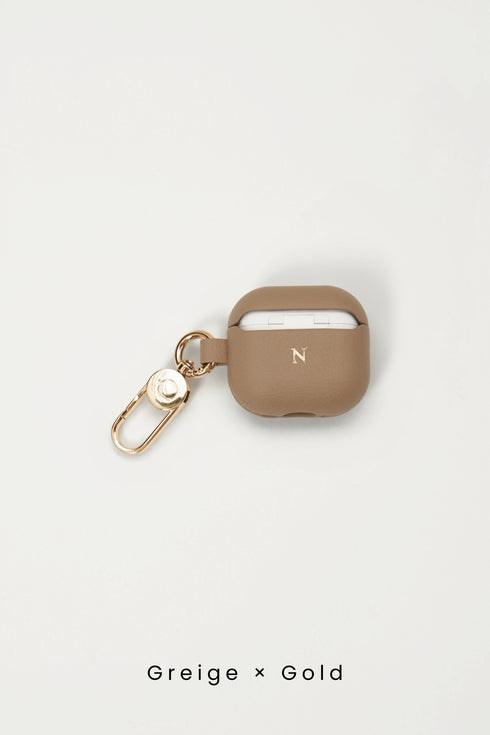 国産アップルレザー製AirPods 4 ケース | グレージュ | 名入れ・刻印イメージ