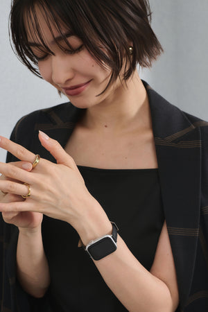 国産アップルレザー Apple Watch 3Wayバンド / ブラック 着用イメージ