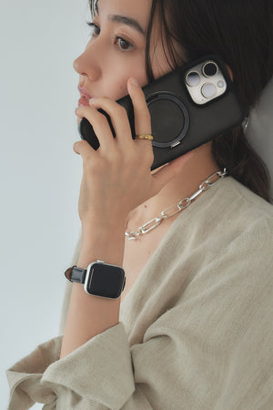 国産アップルレザー Apple Watch 3Wayバンド / ブラック 着用イメージ
