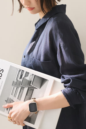 国産アップルレザー Apple Watch 3Wayバンド / グレージュ 着用イメージ